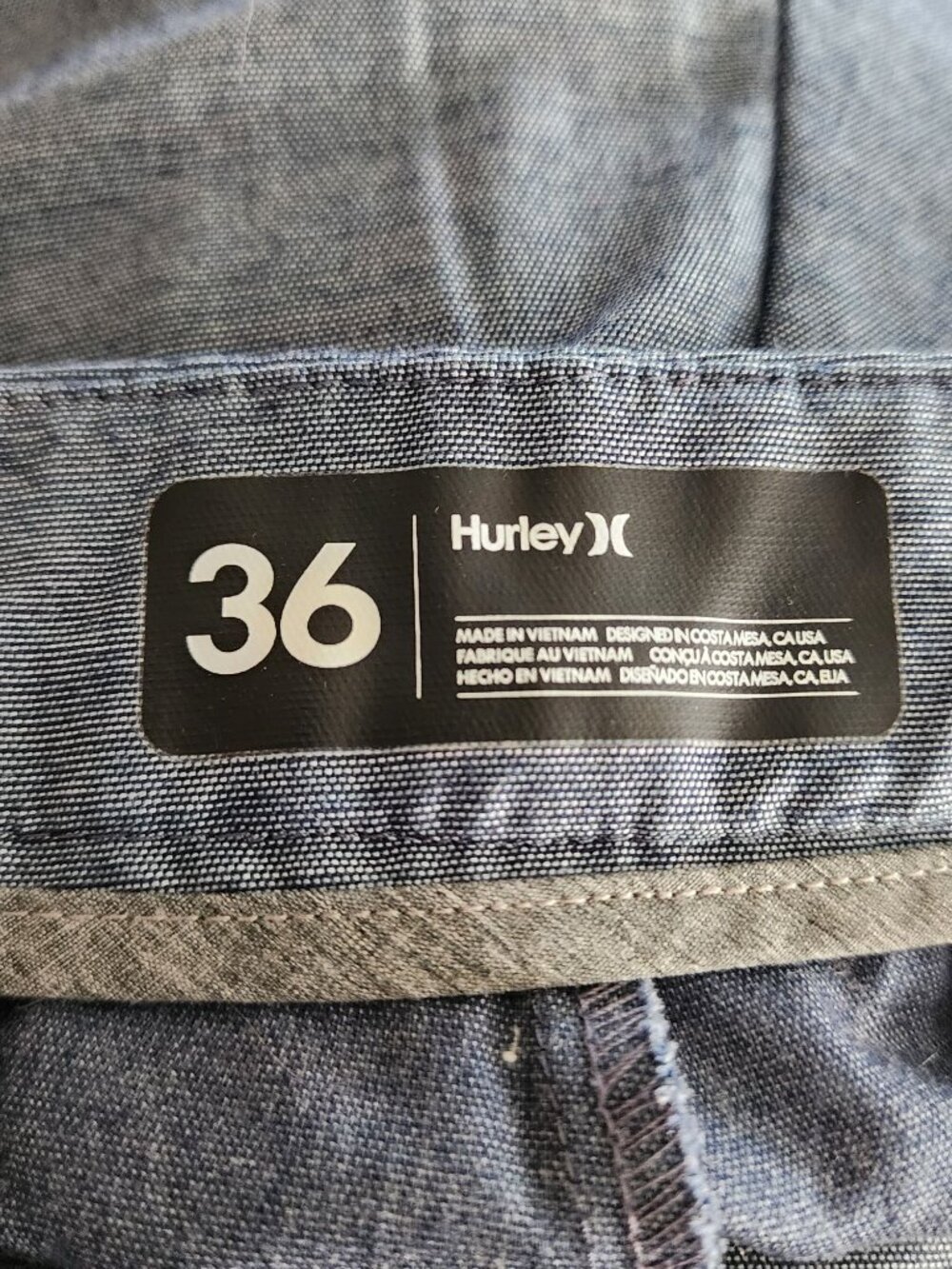 Hurley Flat Front Chino Shorts mens Size 36 - Picture 3 of 3